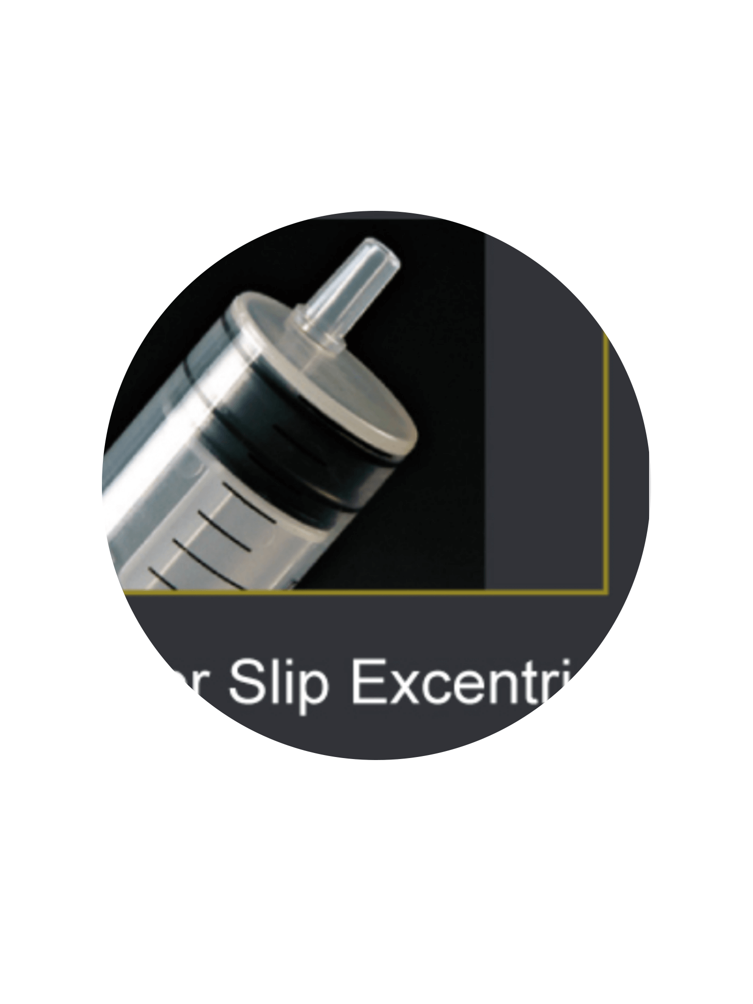 Luer slip excentric disposable syringe