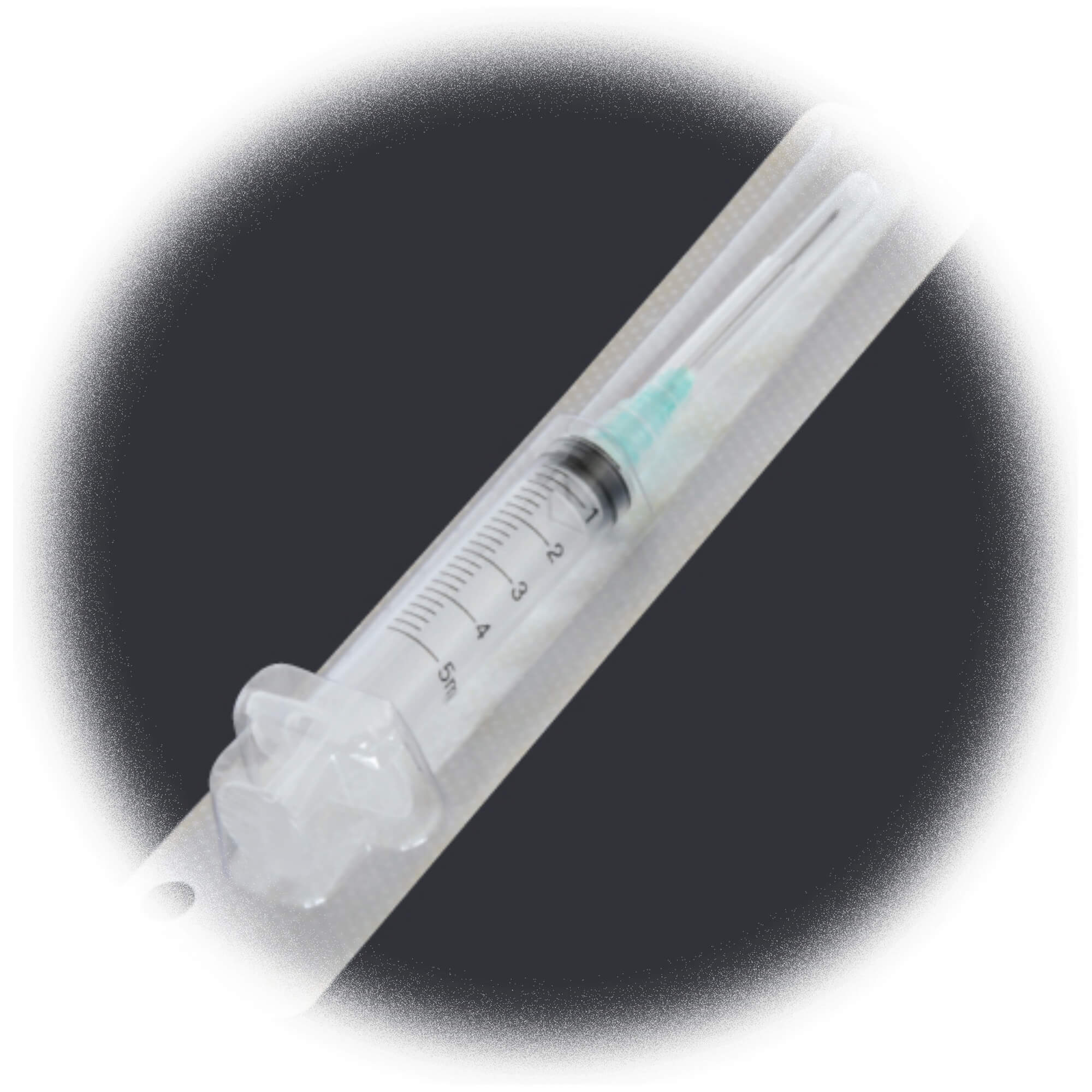 Disposable syringe hard blister packing with mounted needle